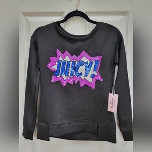 Juicy Couture Black Crewneck Sweatshirt with Sequin Logo Size XS NWT
